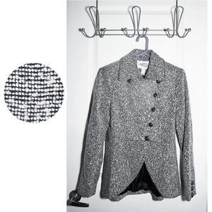 NWT Forever 21 Boucle Double-Breasted Tulip-Hem Jacket with Silver Flecks